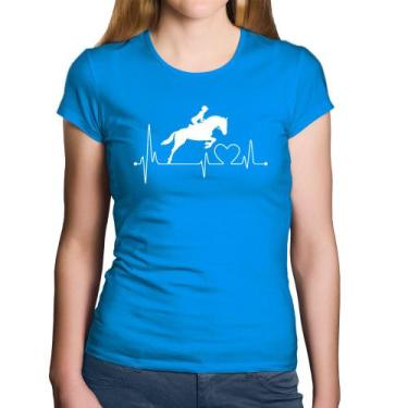Imagem de Baby Look Algodão Hipismo Batimentos Cardíacos - Foca na Moda, Azul, G