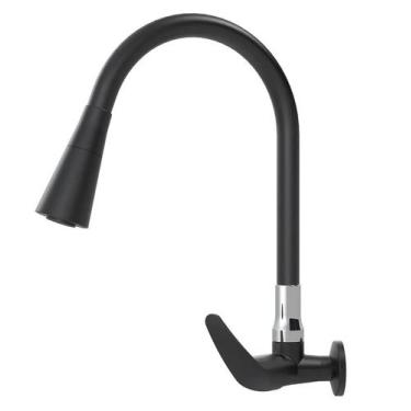 Imagem de Torneira cozinha gourmet preta de parede flexivel dois jatos - Injet P