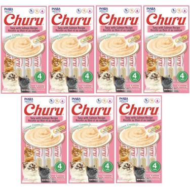 Imagem de Kit 07 Churu Petisco Para Gatos Vários Sabores Escolher Inaba - 28 Tubetes (Kit 7 unid. (28 Tubetes), Atum e Salmão)