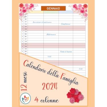 Imagem de calendario della famiglia 2024: calendario di piaficazione familiare/agenda per 4 persone/4 colonne/dimensioni 21.59x27.94 cm