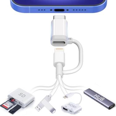 Imagem de Pacote com 2 adaptadores de conversão de dados Lightning para USB-C, várias conversões de dispositivo de interface Lightning adequadas para iPhone 15 16 (leia os detalhes antes de comprar) Leitor de