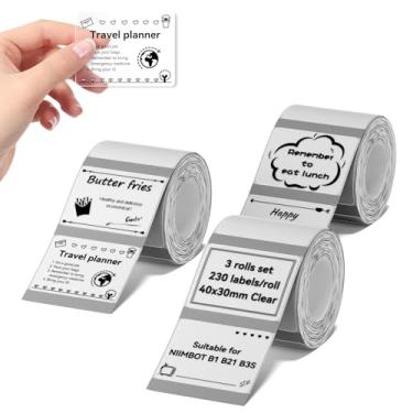 Imagem de NIIMBOT Conjunto de 3 rolos de etiquetas para impressora de adesivos B1/B21/B3S, 40 x 30 mm (1,57" x 1,18 pol.), 230 etiquetas/rolo, refil de fita de etiquetagem para casa, escola, escritório