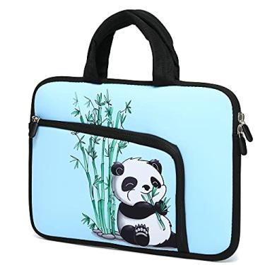 Imagem de HAPLIVES Capa para laptop de 11,6 polegadas 12,2 polegadas Capa Ultrabook Capa para notebook PC Bolsa carteiro Capa para tablet Capa de neoprene com alça para crianças homens e mulheres, dois bolsos (Panda e bambu)