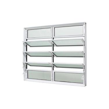 Imagem de Janela Basculante em Alumínio Branco Caribe Max 100x120x6cm 10 Folhas 