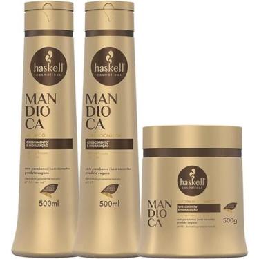 Imagem de Kit Haskell Mandioca Shampoo Condicionador e Máscara 500ml