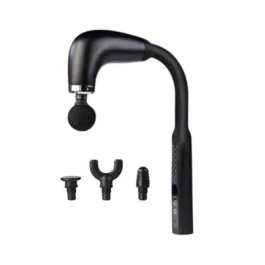 Imagem de Massageador Pistola Portátil Elétrico Curvado Alongado Para Corpo Pescoço Cintura Ombro Sem Fio Carrega USB (Preto)