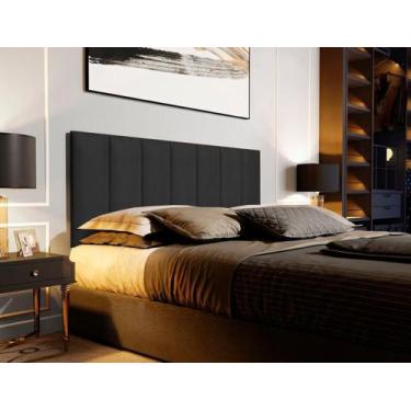 Imagem de Cabeceira Estofada Suspensa para Cama Queen 1,60 Metros - Preto Suede 