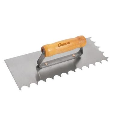 Imagem de Desempenadeira Aço Dentada C/ Cabo Madeira 12 X 25,6cm /8mm - REF: 607