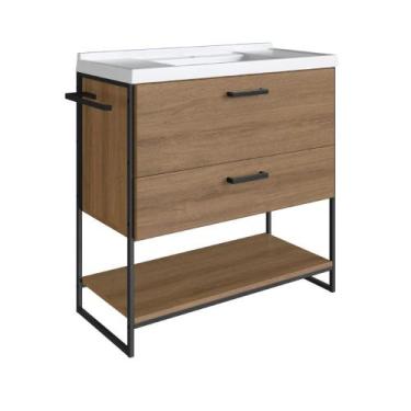 Imagem de Gabinete Para Banheiro Com Cuba Inclusa Gaveta e 1 Porta - Placa e Pon