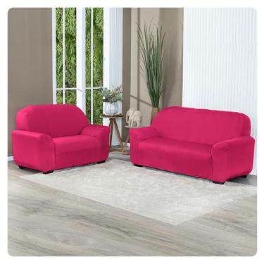 Imagem de Kit Capa De Sofá Lisa 3 E 2 Lugares Cor Preto - LENHARO ENXOVAIS, Pink