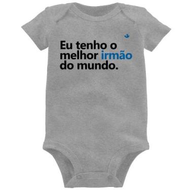Imagem de Body Bebê Eu tenho o melhor irmão do mundo - Foca na Moda, Cinza, G