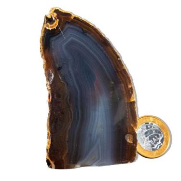 Imagem de 01 Geodo de Ágata Preta 300 a 350g 7 a 12cm Classe B - Varejo