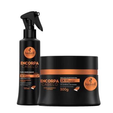 Imagem de Kit Haskell Encorpa Cabelo Máscara Engrossadora 300g e Fluído  120ml
