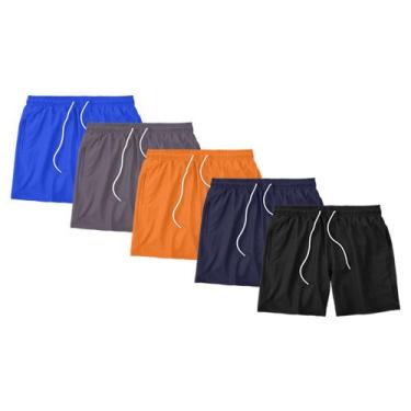 Imagem de Kit 5 Shorts Masculino Liso Básico Bermuda Tactel Água Praia Treino Ac