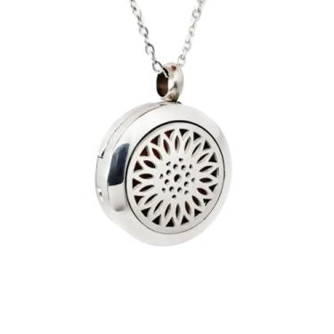 Imagem de Colar Difusor Girassol em AÇO INOXIDÁVEL - ANTIALÉRGICO - PRATA