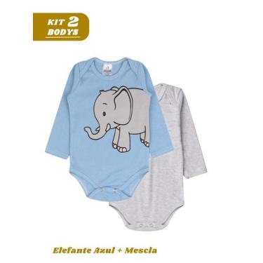 Imagem de Kit 2 Body Manga Longa Bebê Elefante - Bykyko, 1