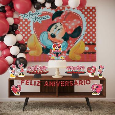 Imagem de Kit Festa Minnie 39 Itens Painel + Faixa + Enfeites + Topo