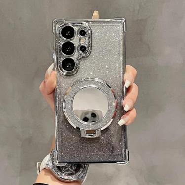 Imagem de HPQWN Para Galaxy S23 FE Luxury Gradient Plating Clear Case Capa fina à prova de choque (para Galaxy S23 FE/prata)