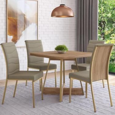 Imagem de Conjunto Sala de Jantar 4 Cadeiras Servian Carraro Carvalho Dourado