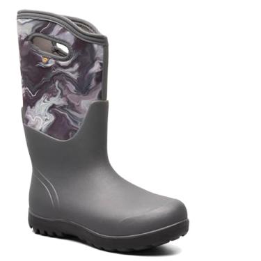 Imagem de BOGS Bota feminina Neo-Classic Rain, Impressão de torção a óleo - cinza, 6