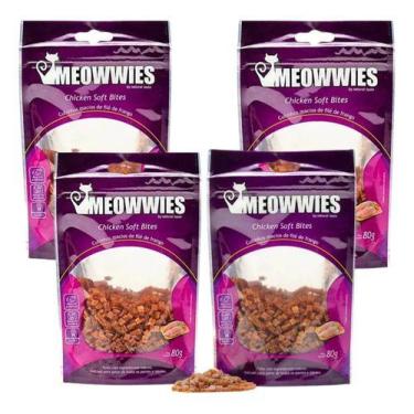 Imagem de 4 Petiscos Meowwies Gatos Natural Chicken Soft Bites