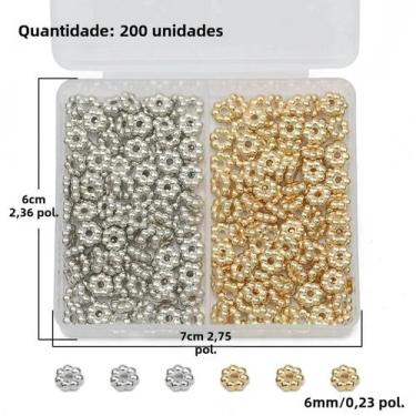 Imagem de Conjunto de Contas de Floco de Neve 6mm - Banhado a Ouro e Prata - Par