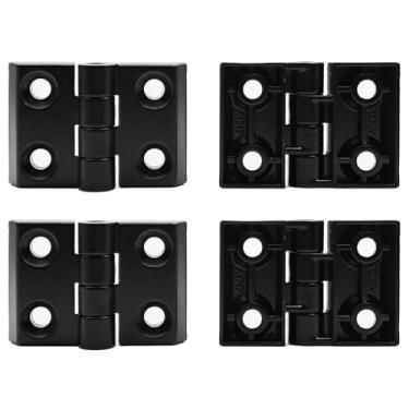 Imagem de 2 peças de dobradiça de perfil de alumínio, espaçamento do furo 40 x 25 mm, sem parafusos, adequado para moldura de perfil de extrusão de alumínio industrial de 8 mm com ranhura em T da série 4040