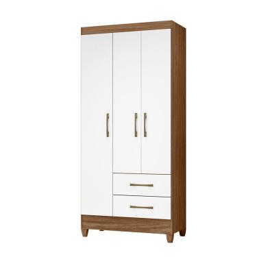 Imagem de Guarda Roupa Roupeiro Lima 3 Portas 2 Gavetas E 4 Prateleiras Moval Naturale/branco