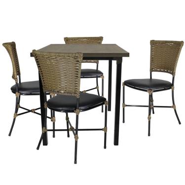 Imagem de 4 Cadeiras Gramado Pequi Jantar Mesa Jogo De Jardim