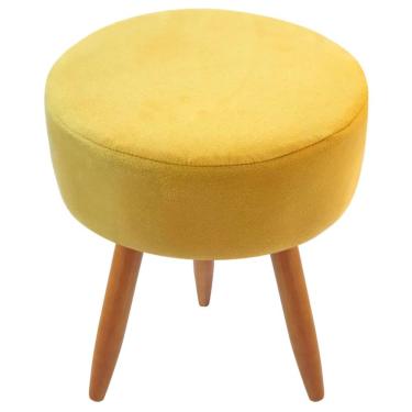 Imagem de Puff Banqueta Decorativo Classic Redondo Suede Amarelo