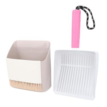 Imagem de Colher de Ninhada de Gato, Aço Inoxidável cocô de cocô de cocô de cocô Caddy Kitty Scooper Com Uma pá de Vassoura Pequena de pá de Vassoura para Casa de Vassoura para Casa na