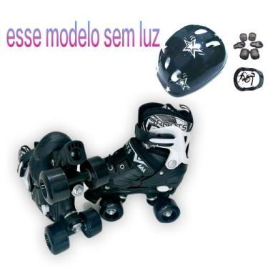 Imagem de Patins Quad Verde Dinossauro Meninos Com Led Com Proteção Patins Infan