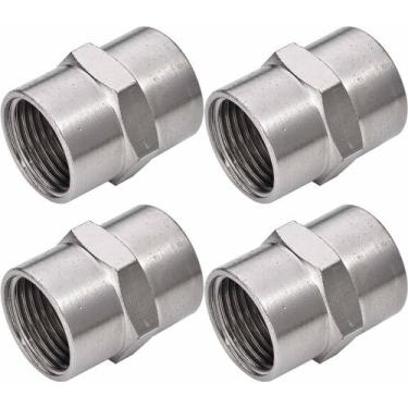 Imagem de 4 luva emenda fêmea rosca 1/4 bsp em latão niquelado - AKME