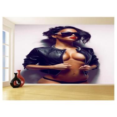 Imagem de Papel De Parede 3D Arte Mulher Sexy Lingerie 3,5M Tra151 - Você Decora