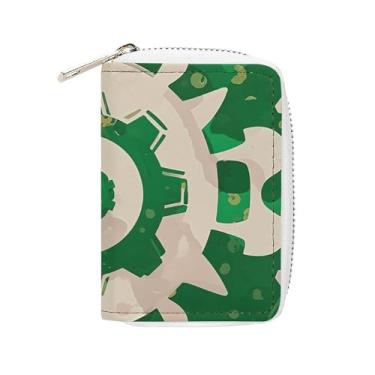 Imagem de NTVOWPZO Carteira masculina com suporte de cartão de crédito macio para cartão de visita com estojo verde com zíper