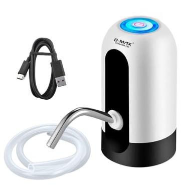 Imagem de Bebedouro Bomba Elétrica para Galão Garrafão de Água Recarregável Carregamento USB Portátil Dispenser Automático de Água (Branco)