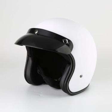 Imagem de Capacete De Motocicleta Meia, Capacete De Motocicleta Retro Anti-colisão Jet 3/4 Com Aba Destacável Meio Capacete De Motocicleta Vintage Masculino E Feminino Certificado Ece/dot, A, XXL(63cm-64cm)