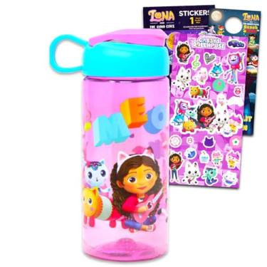 Imagem de DreamWorks Conjunto De Garrafas D'Água Para Casa Bonecas Gabby'S Da - 16,5 Oz, Recarregável, Crianças, Escola, Festas, Presentes, Plástico Multicolorido Com Adesivos E Porta-Copos