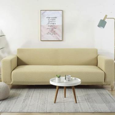 Imagem de 2 3 4 5 Lugares Sh Capa De Sofá Extra Grande Capa De Sofá Cor Sólida Capa Protetora Elástica Para Sofá De Couro Sofá De Canto Sofá Em Forma De L, Beige, 3 Seater-190x230cm