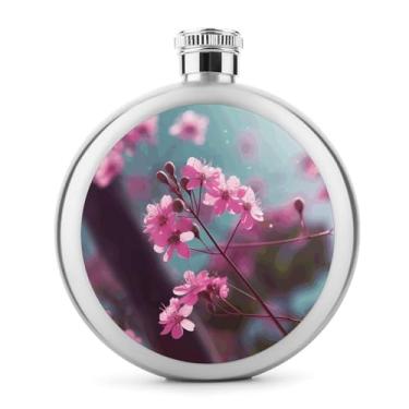 Imagem de Cantil de aço inoxidável, estampa de flores pequenas, frasco, clássico, cantil, garrafa de viagem, garrafa de licor portátil