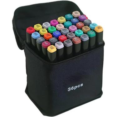 Imagem de Caneta Marcador Para Colorir Desenho Profissional – Kit com 24/36/48/60/80/100 Cores – Conjunto de Canetinhas Com Pontas Duplas Para Pintar Bobbie Goods com Cores Vivas. (36 Cores)