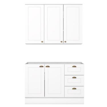 Imagem de Armario Aereo E Balcao Para Pia 120 Cm Americana Branco Henn