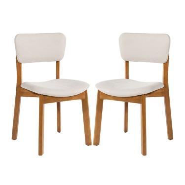 Imagem de Kit 2 Cadeiras de Jantar Frame em Madeira Estofada Camurça Bege Claro N12 RMI