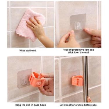 Imagem de Kit 2 Suporte Adesivo para Rodo, Vassoura Mop Escova - InterPonte