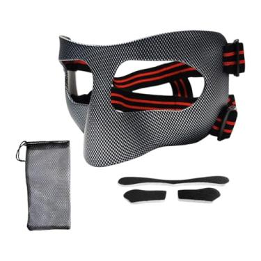 Imagem de predolo Protetor nasal para nariz quebrado, máscara protetora facial leve, protetor facial esportivo para exercícios de softball, Faixa de Cabeça Vermelha E Preta