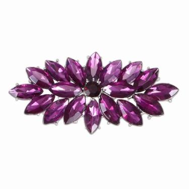 Imagem de PATIKIL Broche de strass marquesa, broches de corpete de strass broche de lapela de flor de cristal para mulheres, terno de casamento, roupas, chapéu, vestido, joias, presente, 7.3x3.5cm, Gema, Sem