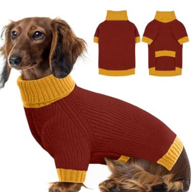 Imagem de IKIPUKO Suéter para cães, roupas quentes para cães com orifício para trela, suéter de Natal para cães meninos e meninas, suéter de gola rolê de inverno