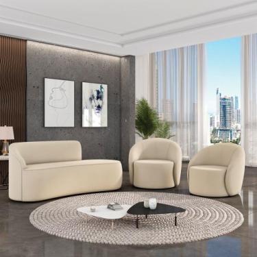 Imagem de Sofá 3 Lugares Orgânico 180cm Morgan e 2 Poltronas Lua Veludo D03 - D'