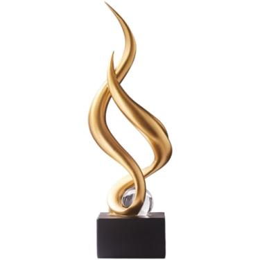 Imagem de AWNR Estátuas de decoração abstrata art déco para casa, prateleiras, mesa, sala de estar, sala de jantar, decoração moderna de casas à venda (ouro C)
