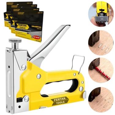 Imagem de Grampeador Pinador Manual 3 Em 1 Pressão + 4000 Grampos 14Mm - Fertak